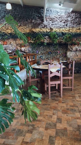 Terrasse couverte et végétalisée du guachinche Calderito de Mila à Tenerife