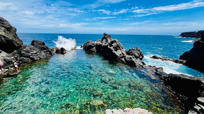 Vue sur le charco de La Laja et San Juan de la Rambla, Tenerife