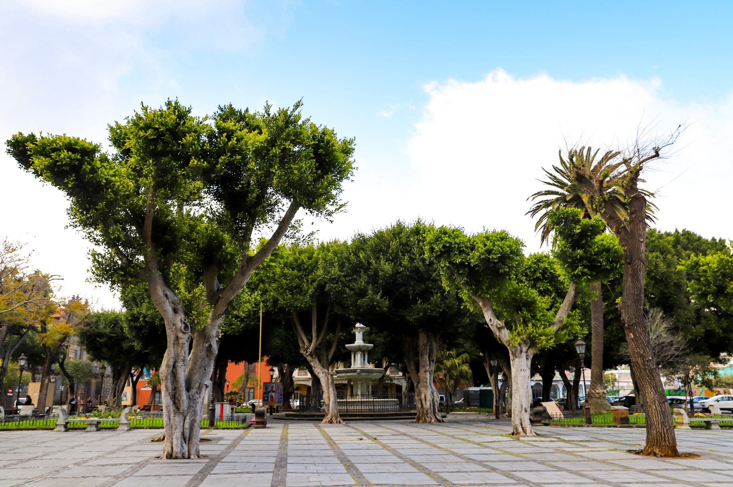 La Plaza del Adelantado avec sa fontaine, place centrale de San Cristóbal de La Laguna, Tenerife